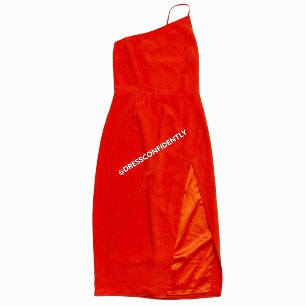 Lovers + Friends One-Shoulder Orange Midi Dress